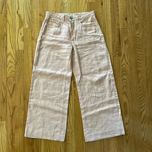 L’Agence sz 25 wide leg linen trouser pant light pint zip great pre owned cond